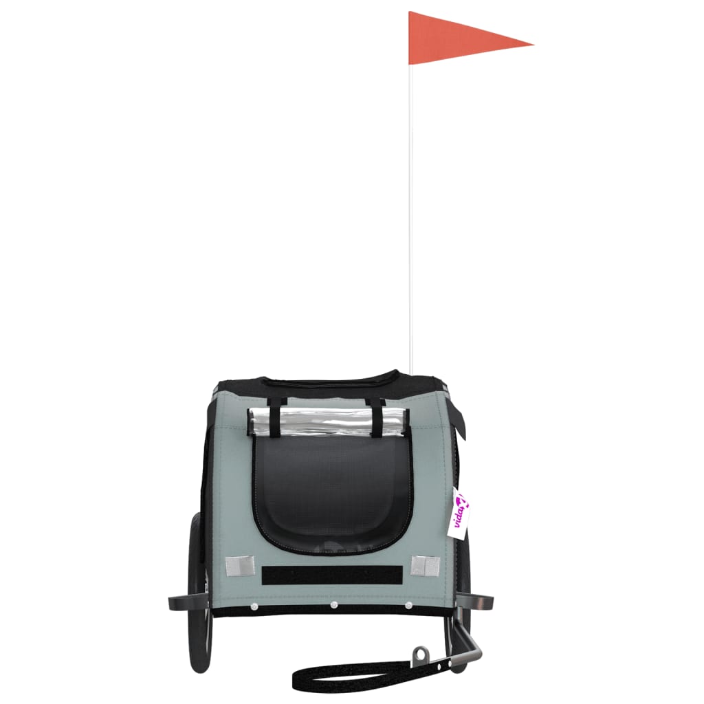 Kjæledyrsykkelhenger svart og grå oxfordstoff og jern