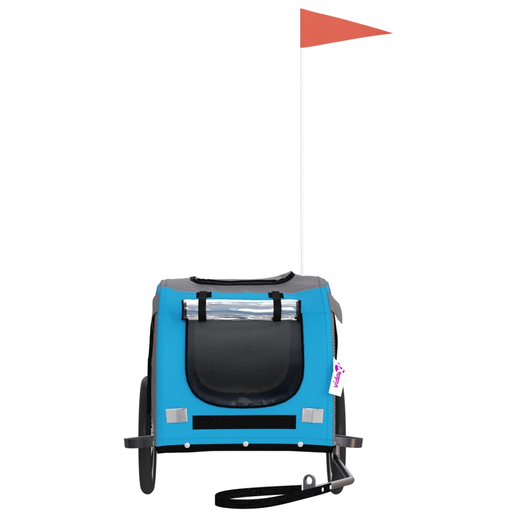 Kjæledyrsykkelhenger blå og grå oxfordstoff og jern