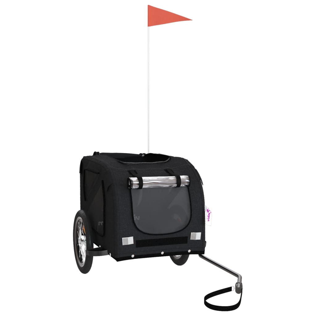 Kjæledyrsykkelhenger svart oxfordstoff og jern