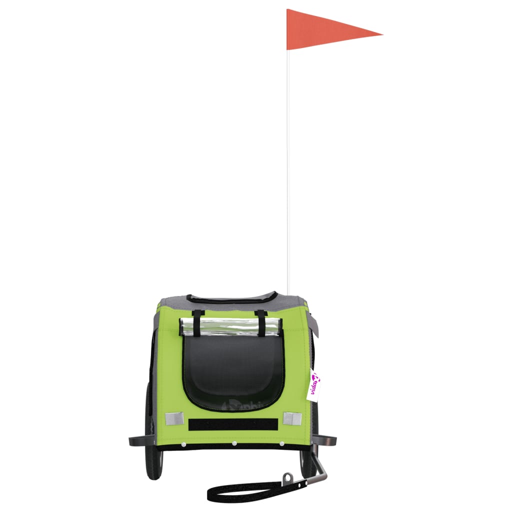 Kjæledyrsykkelhenger grønn og grå oxfordstoff og jern