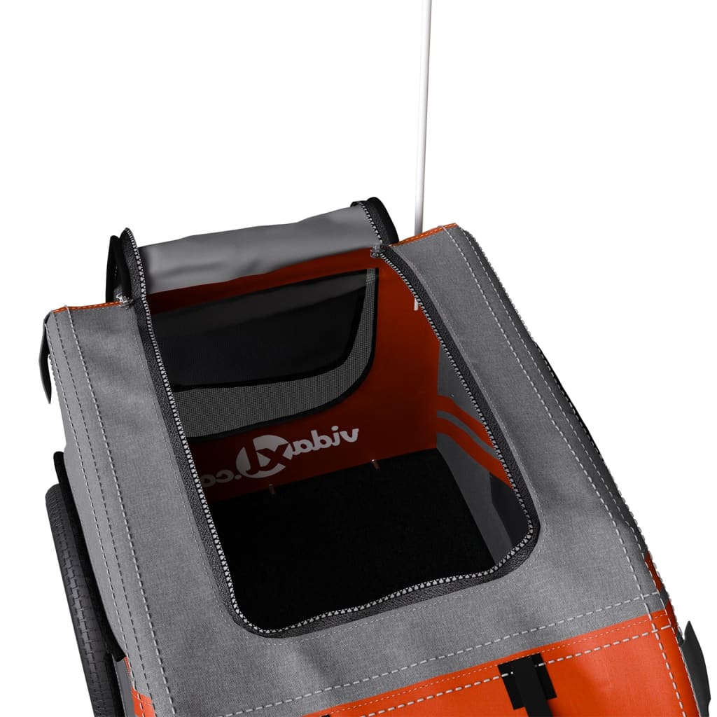 Kjæledyrsykkelhenger oransje og svart oxfordstoff og jern