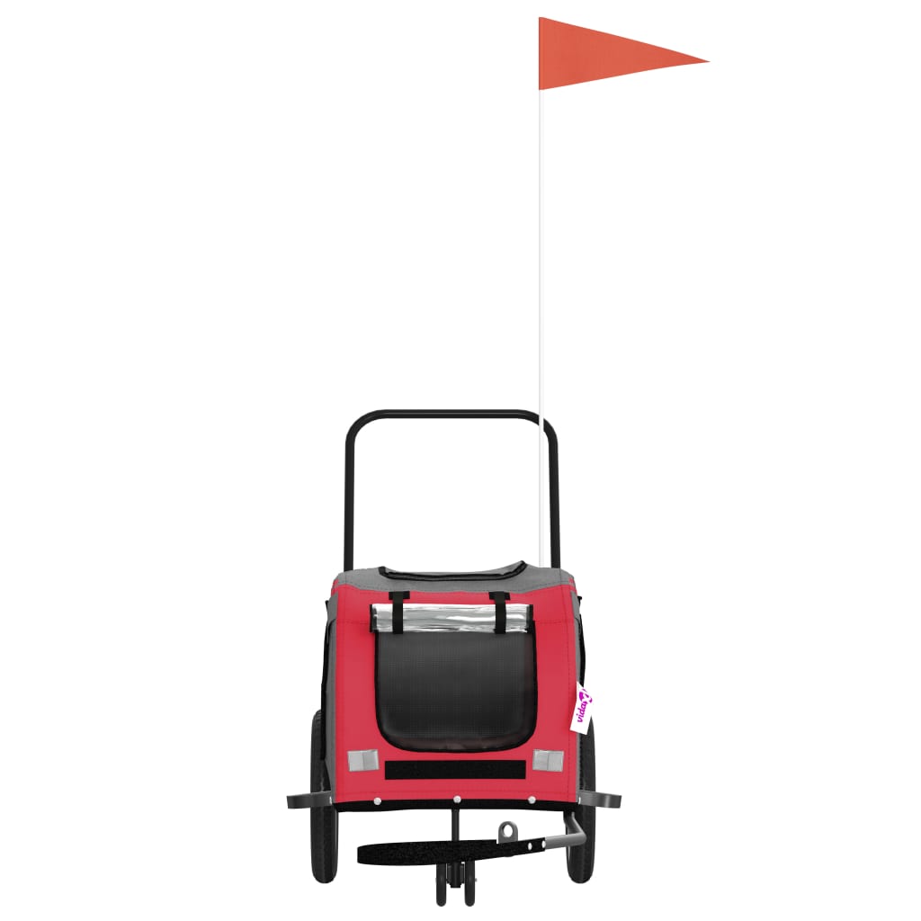 Kjæledyrsykkelhenger rød og svart oxfordstoff og jern