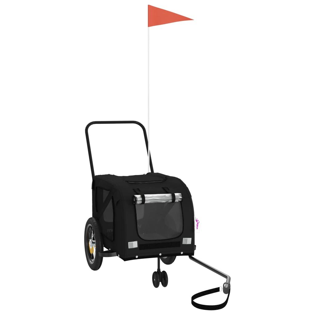 Kjæledyrsykkelhenger svart oxfordstoff og jern