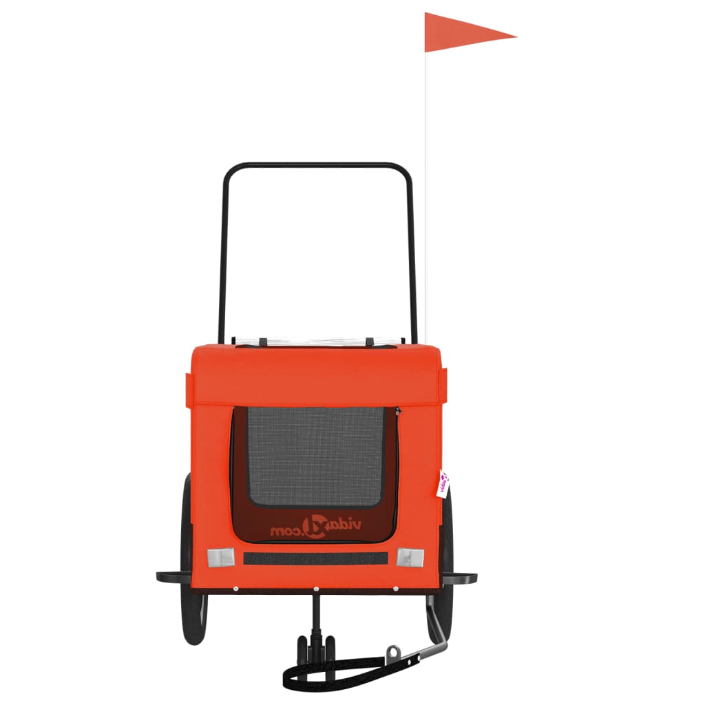 Kjæledyrsykkelhenger oransje og svart oxfordstoff og jern