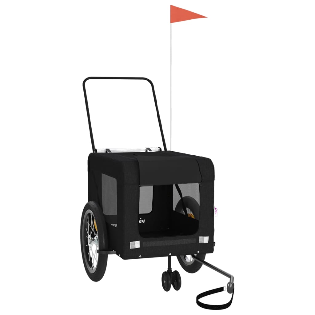 Kjæledyrsykkelhenger svart oxfordstoff og jern