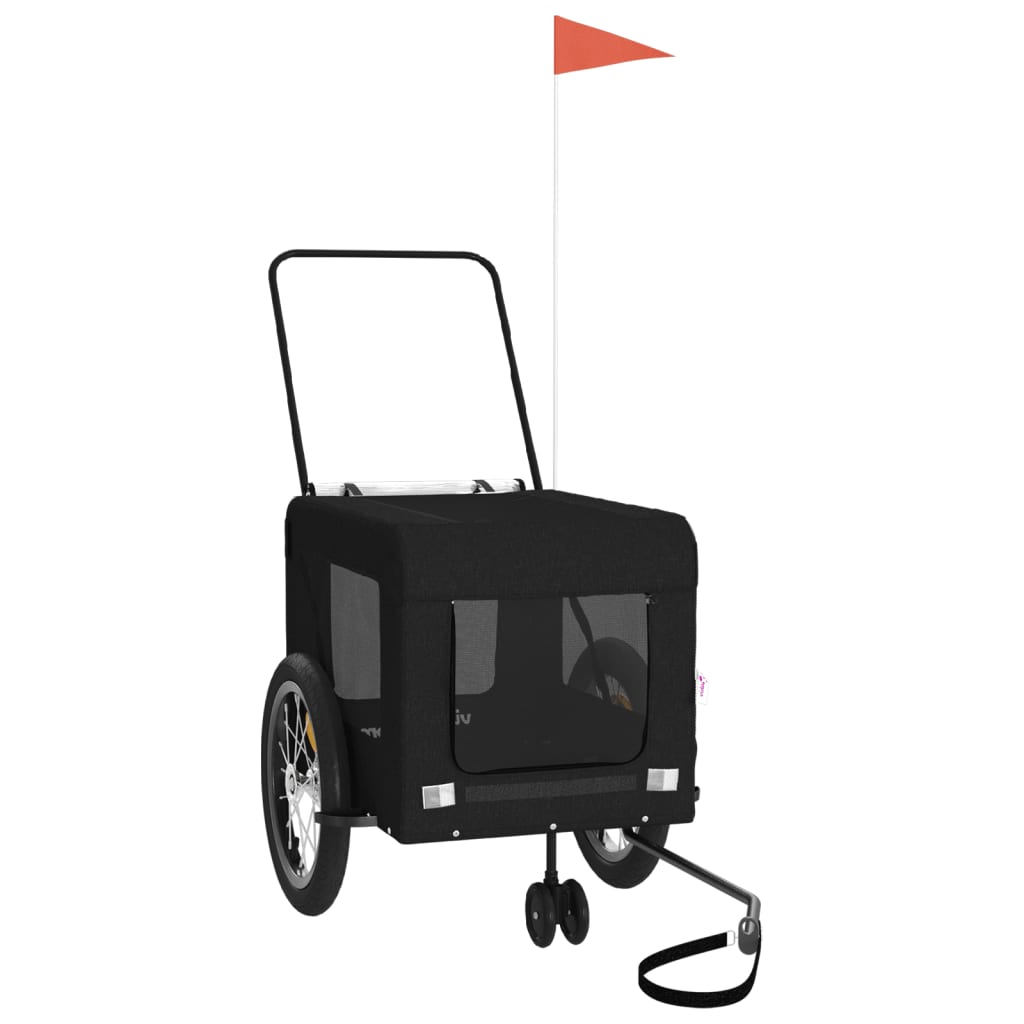 Kjæledyrsykkelhenger svart oxfordstoff og jern