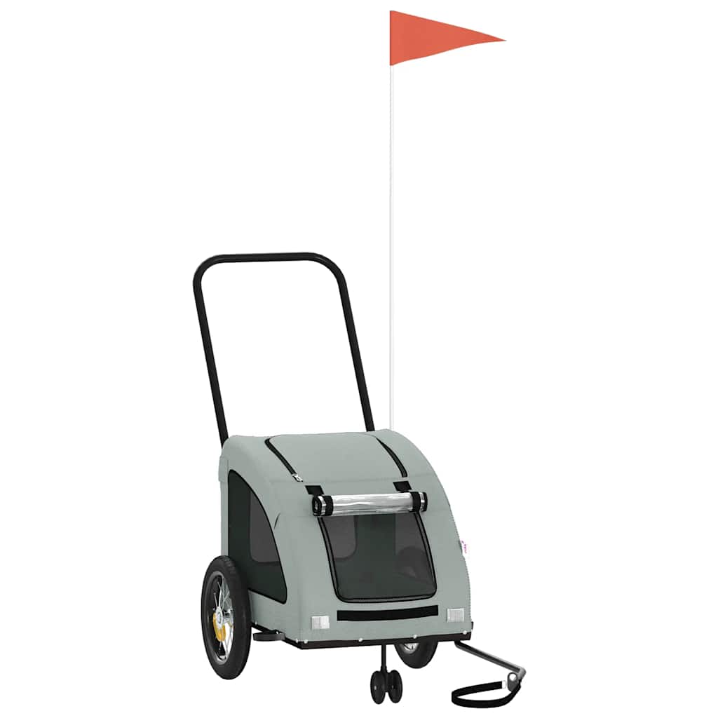 Kjæledyrsykkelhenger grå oxfordstoff og jern