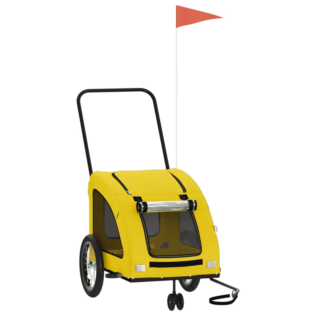 Kjæledyrsykkelhenger gul oxfordstoff og jern