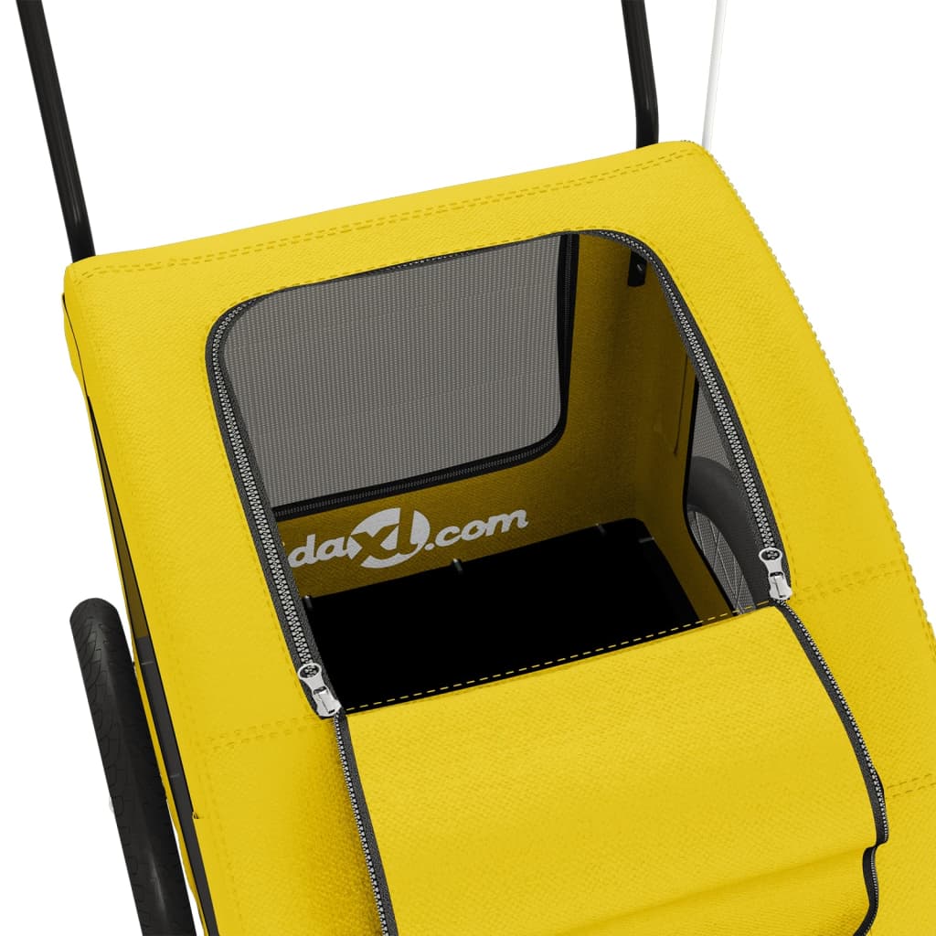 Kjæledyrsykkelhenger gul oxfordstoff og jern