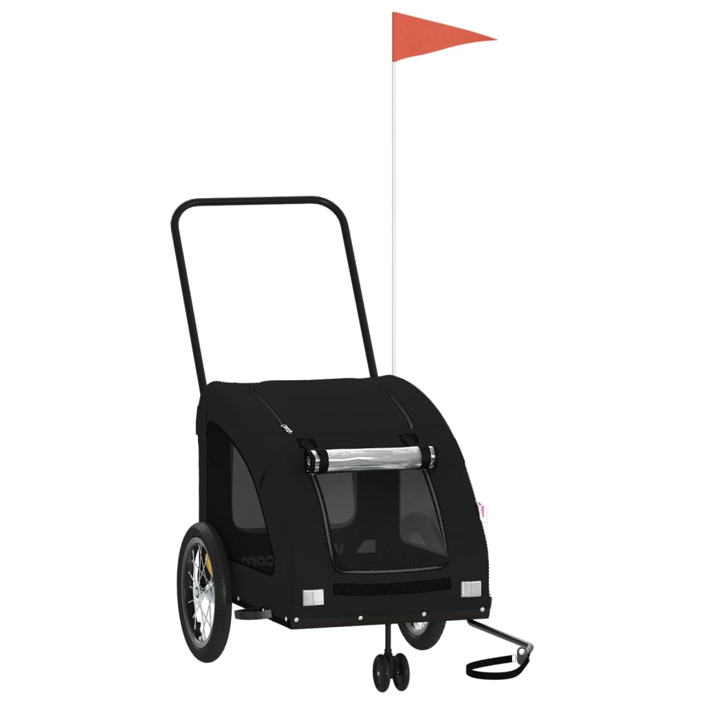 Kjæledyrsykkelhenger svart oxfordstoff og jern