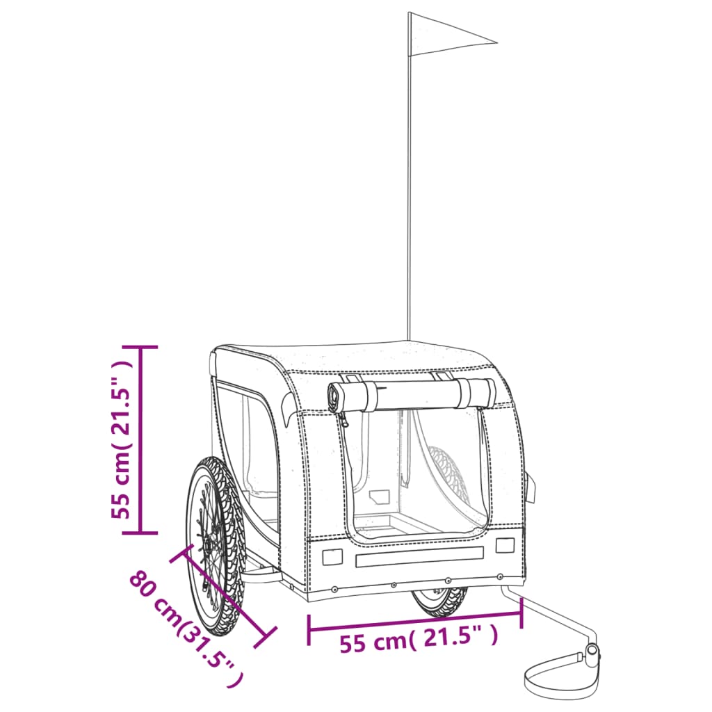 Kjæledyrsykkelhenger oransje og svart oxfordstoff og jern