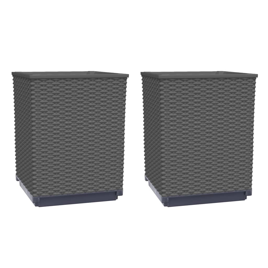 Plantekasser 2 stk svart 30x30x37 cm polypropylen