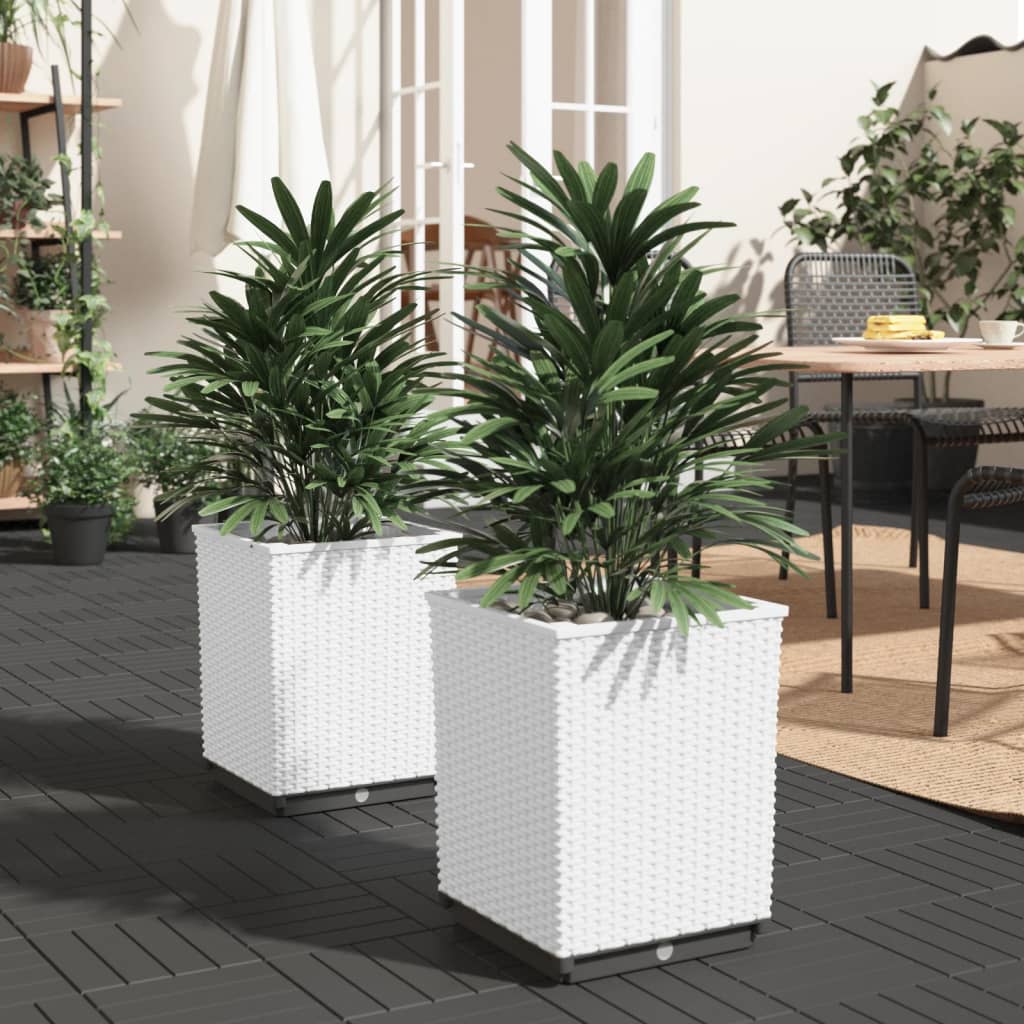Plantekasser 2 stk hvit 30x30x37 cm polypropylen