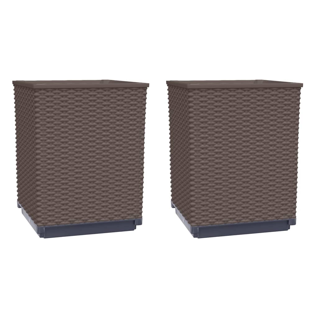 Plantekasser 2 stk brun 30x30x37 cm polypropylen
