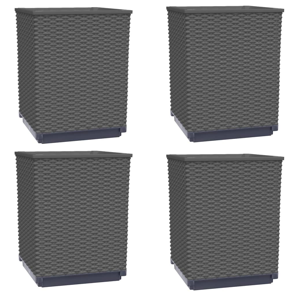 Plantekasser 4 stk svart 30x30x37 cm polypropylen