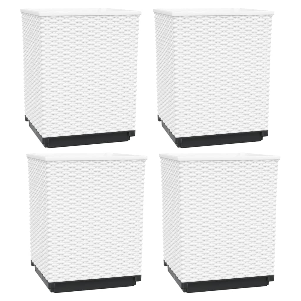 Plantekasser 4 stk hvit 30x30x37 cm polypropylen