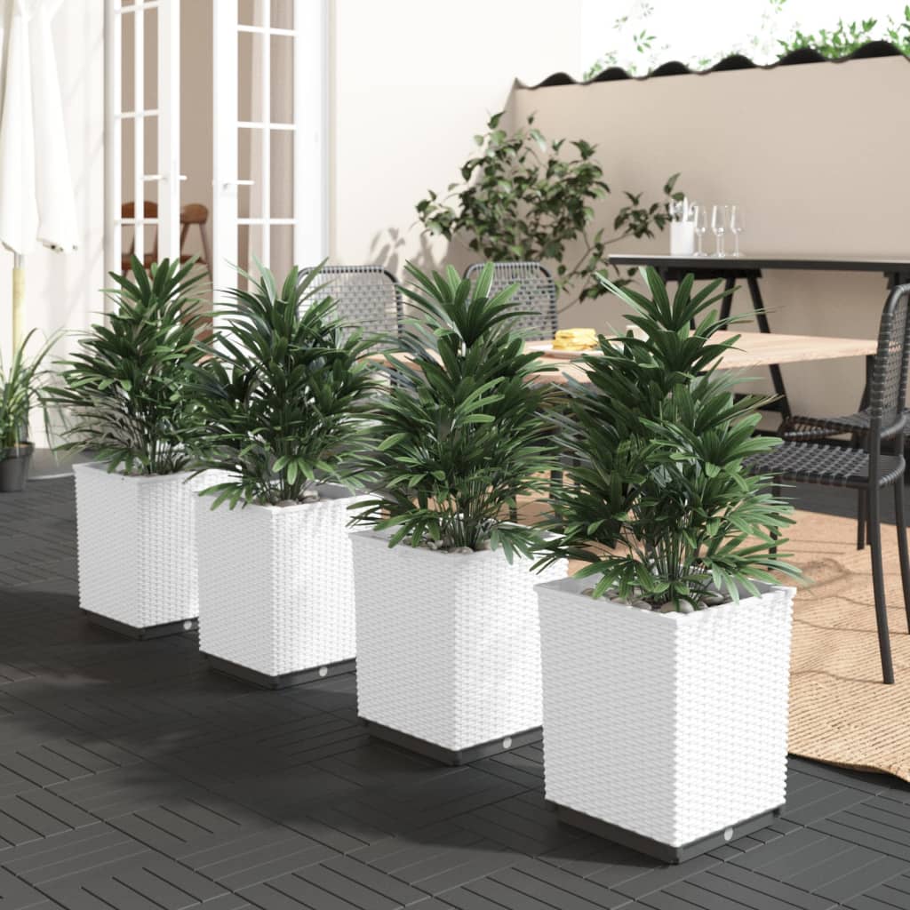 Plantekasser 4 stk hvit 30x30x37 cm polypropylen