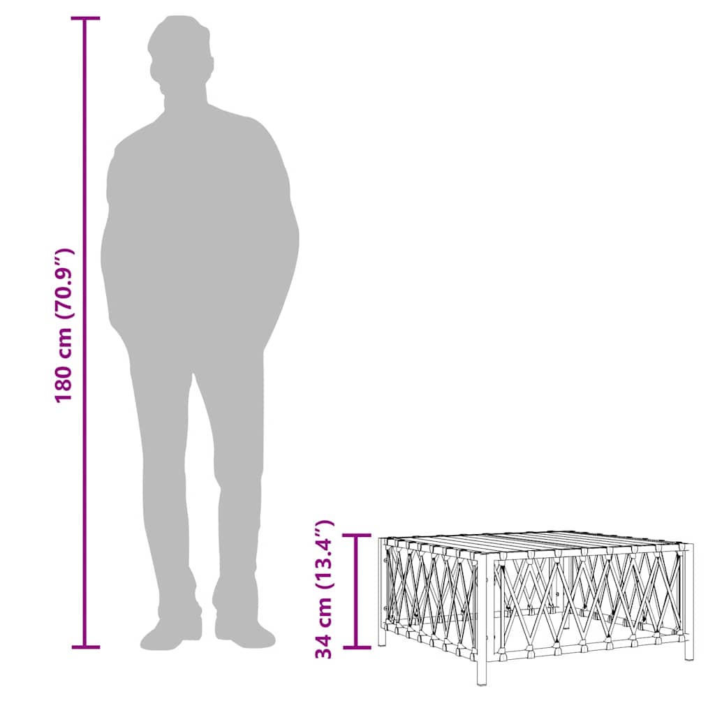 Hagebord antrasitt 70x70x34 cm vevd stoff