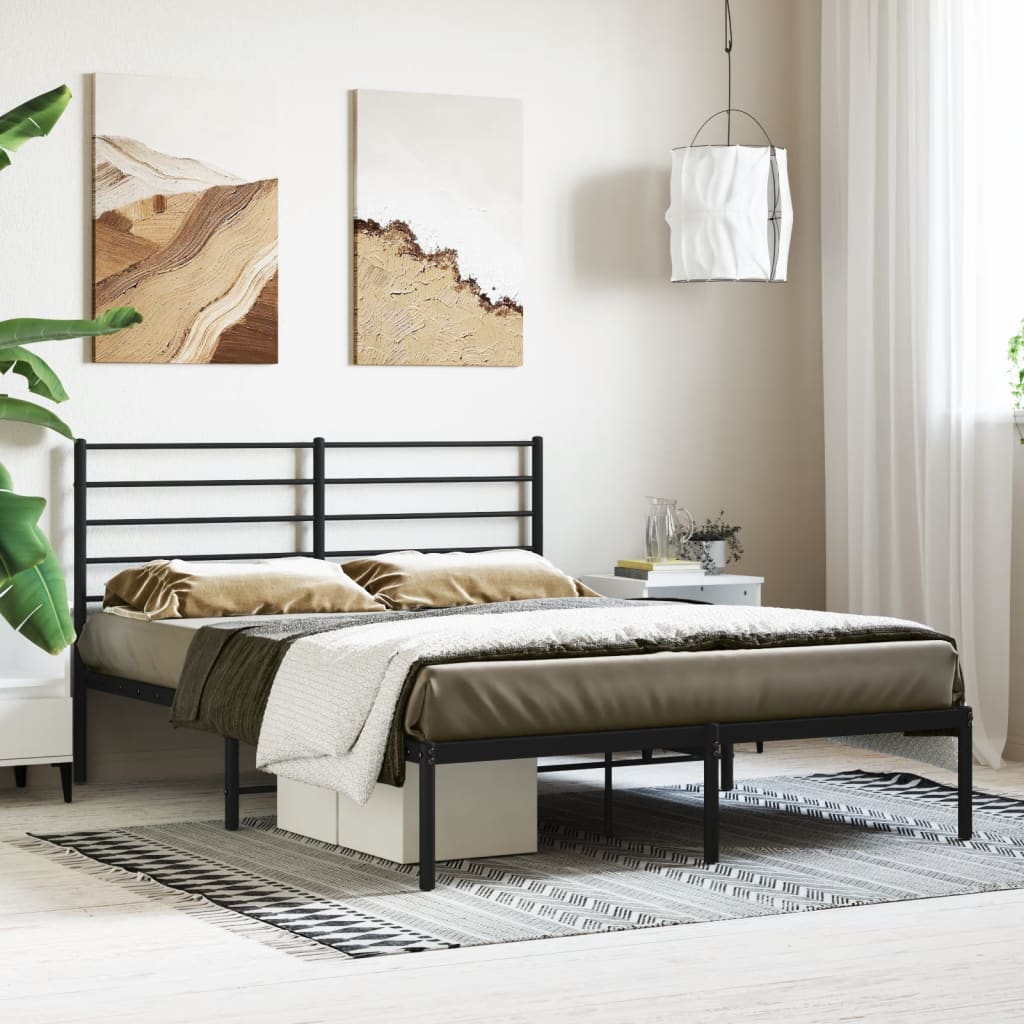 Sengeramme i metall med hodegavl svart 120x190 cm