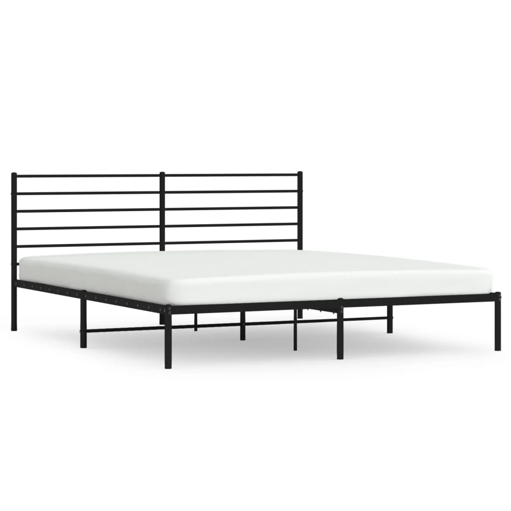 Sengeramme i metall med sengegavl svart 180x200 cm