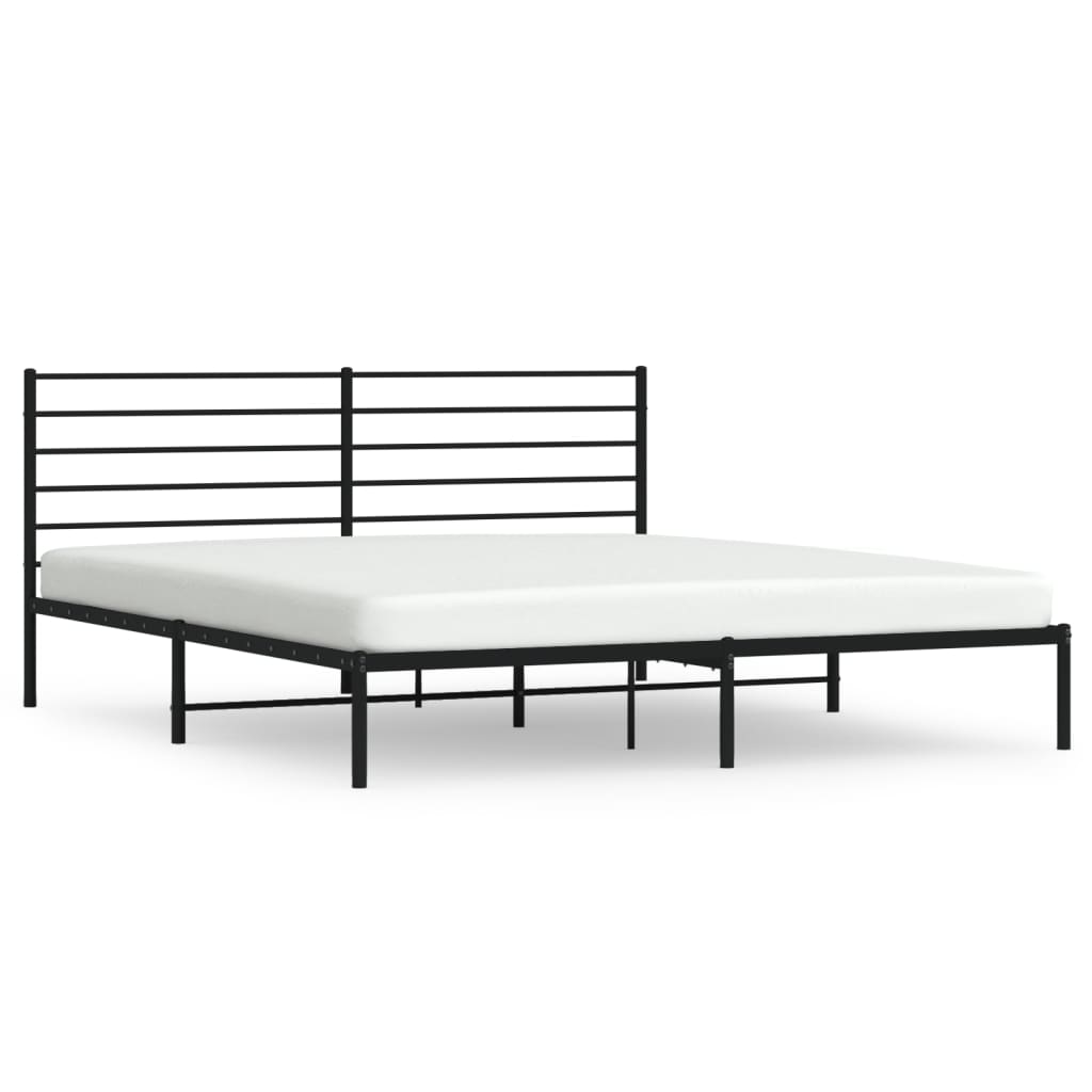 Sengeramme i metall med sengegavl svart 200x200 cm