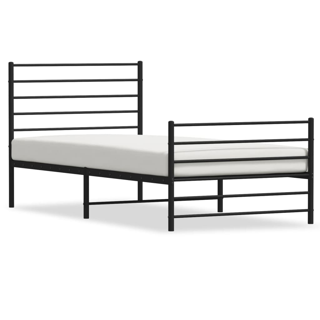 Sengeramme i metall med hode- og fotgavl svart 100x190 cm