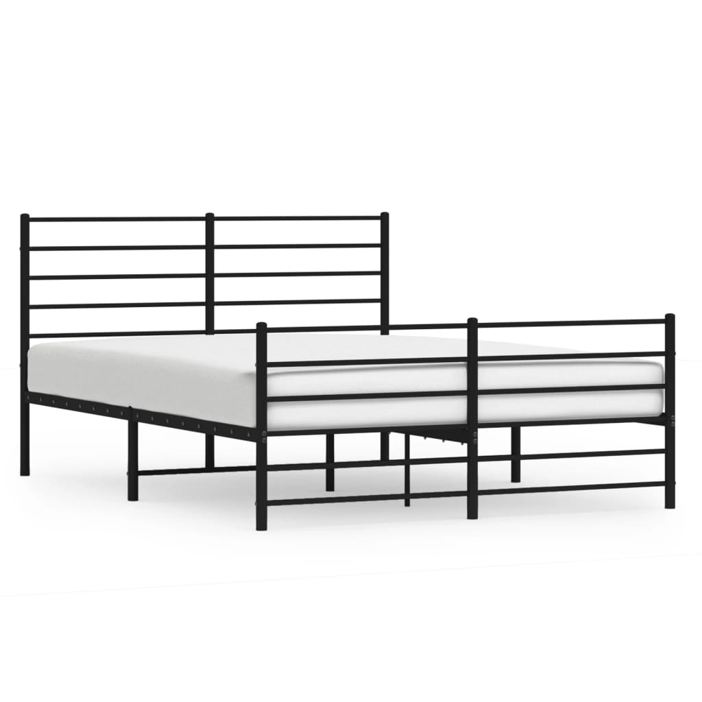 Sengeramme i metall med hode- og fotgavl svart 120x200 cm