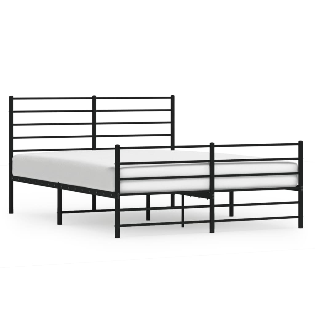 Sengeramme i metall med hode- og fotgavl svart 135x190 cm