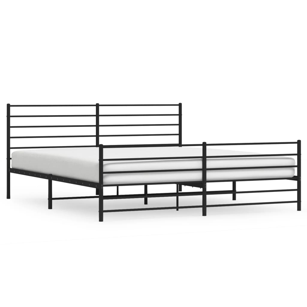 Sengeramme i metall med hode- og fotgavl svart 180x200 cm
