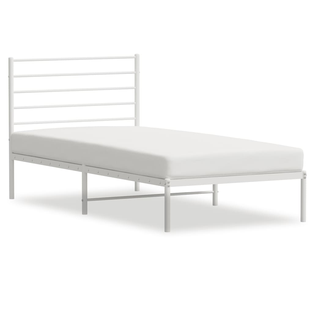 Sengeramme i metall med hodegavl hvit 100x190 cm