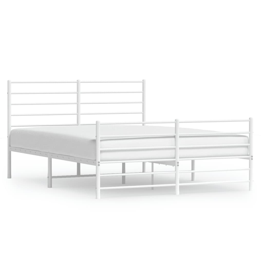 Sengeramme i metall med hode- og fotgavl hvit 150x200 cm