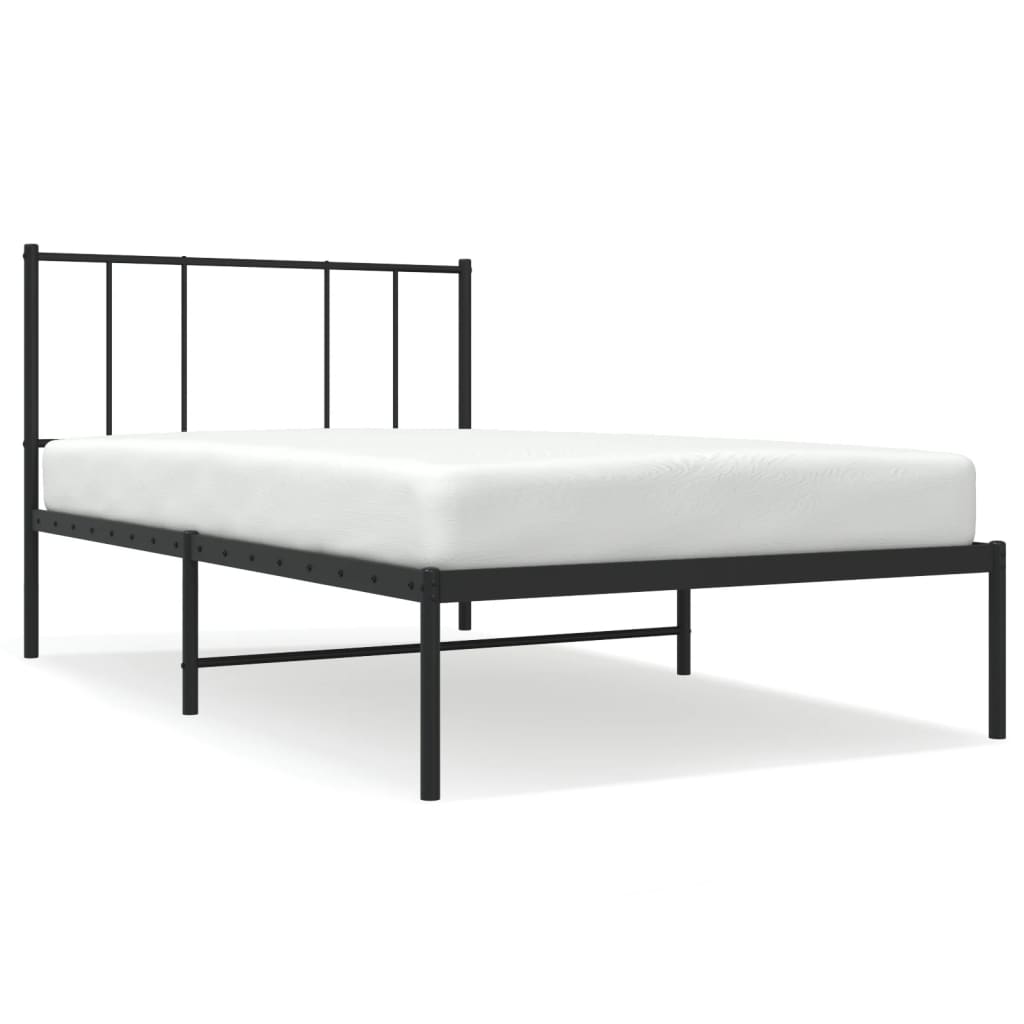Sengeramme i metall med hodegavl svart 80x200 cm