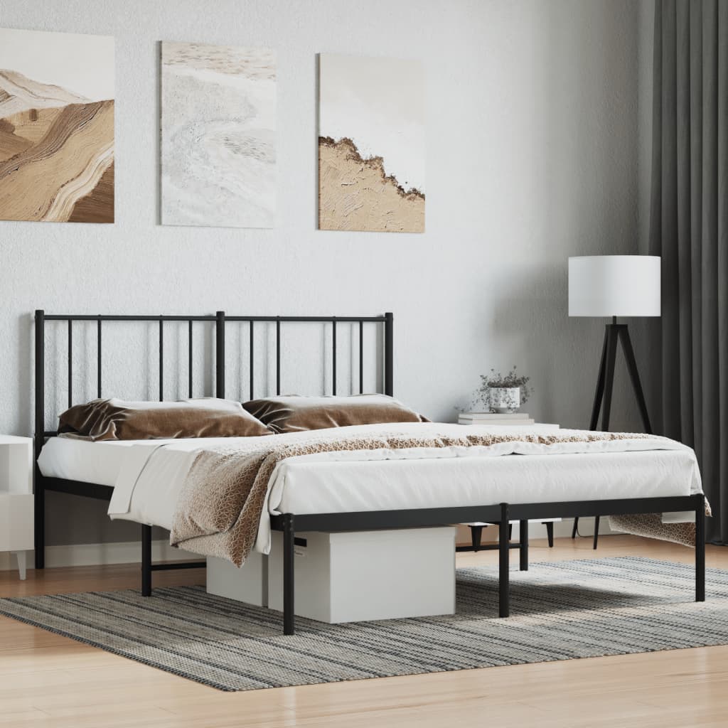 Sengeramme i metall med hodegavl svart 135x190 cm