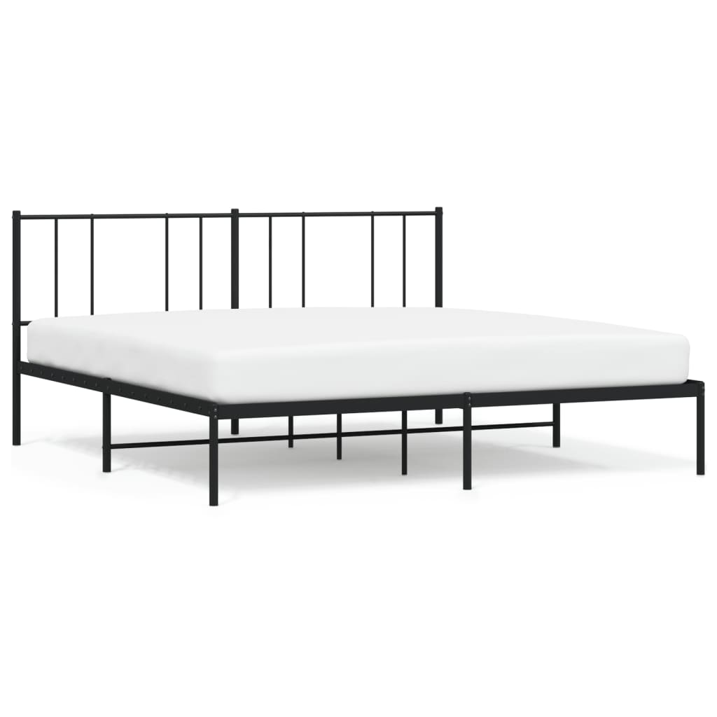 Sengeramme i metall med sengegavl svart 183x213 cm