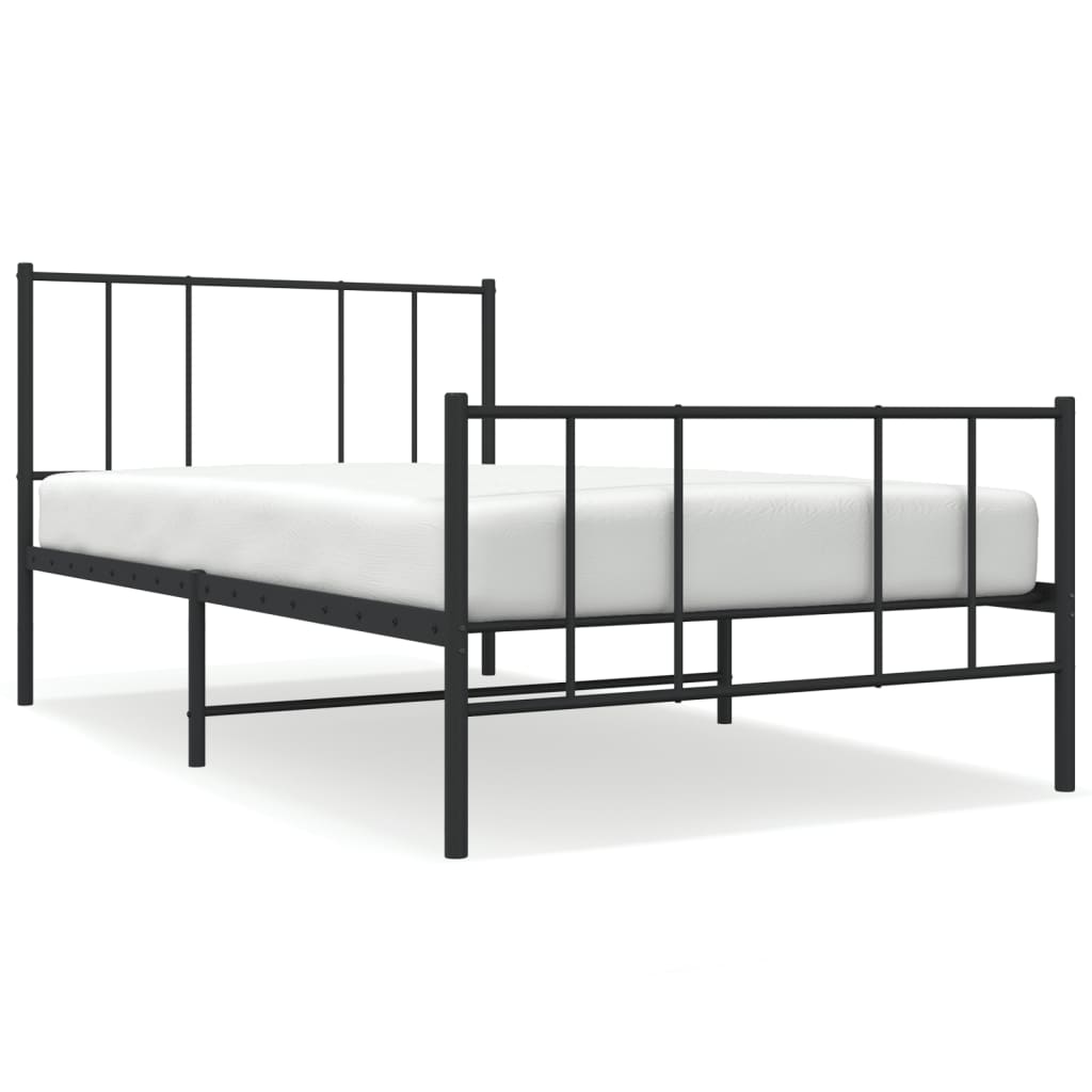 Sengeramme i metall med hode- og fotgavl svart 107x203 cm