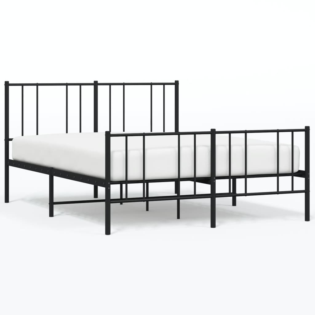 Sengeramme i metall med hode- og fotgavl svart 120x190 cm