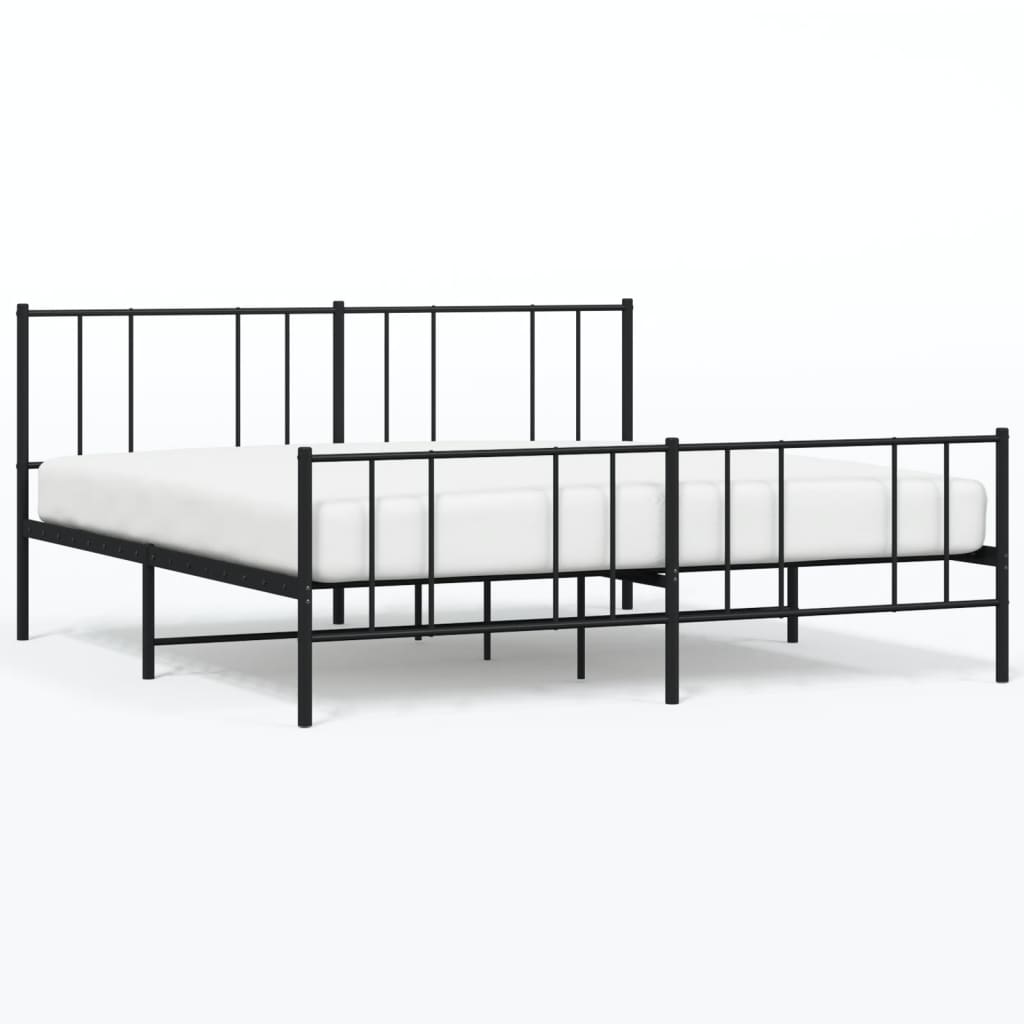 Sengeramme i metall med hode- og fotgavl svart 180x200 cm