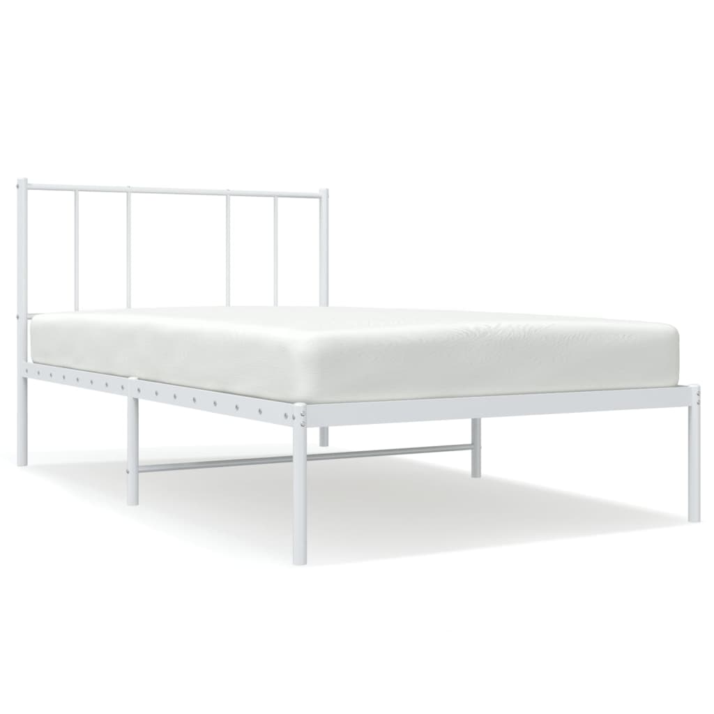 Sengeramme i metall med hodegavl hvit 100x190 cm