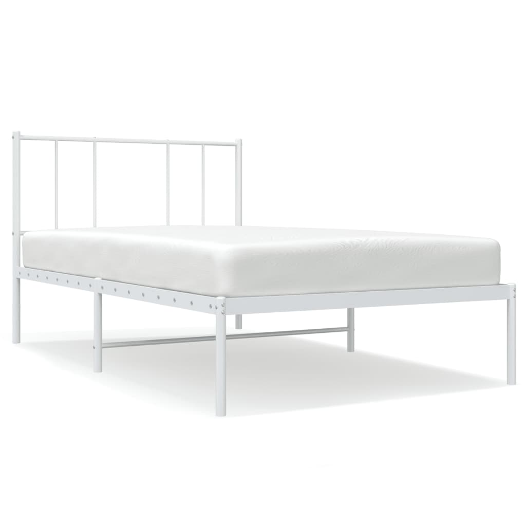 Sengeramme i metall med hodegavl hvit 100x200 cm