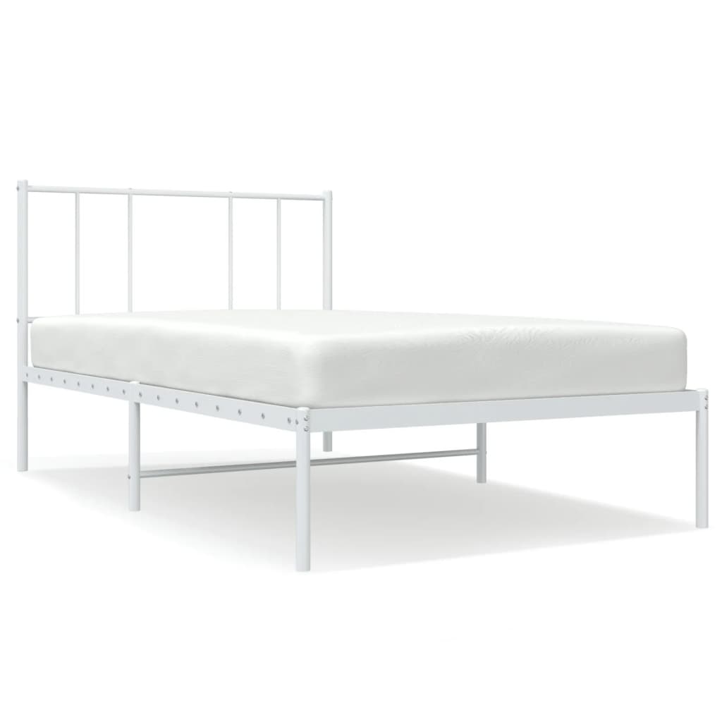 Sengeramme i metall med hodegavl hvit 107x203 cm