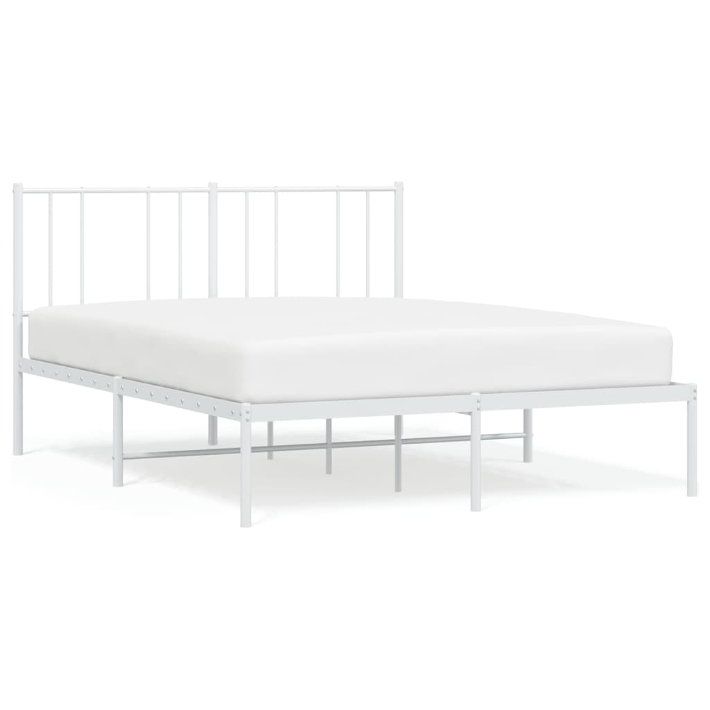 Sengeramme i metall med hodegavl hvit 135x190 cm