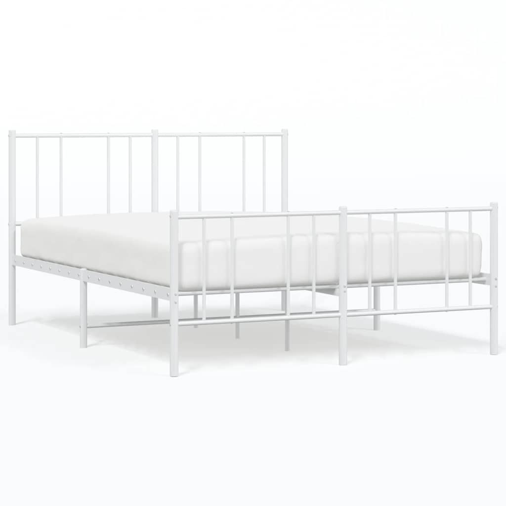 Sengeramme i metall med hode- og fotgavl hvit 135x190 cm