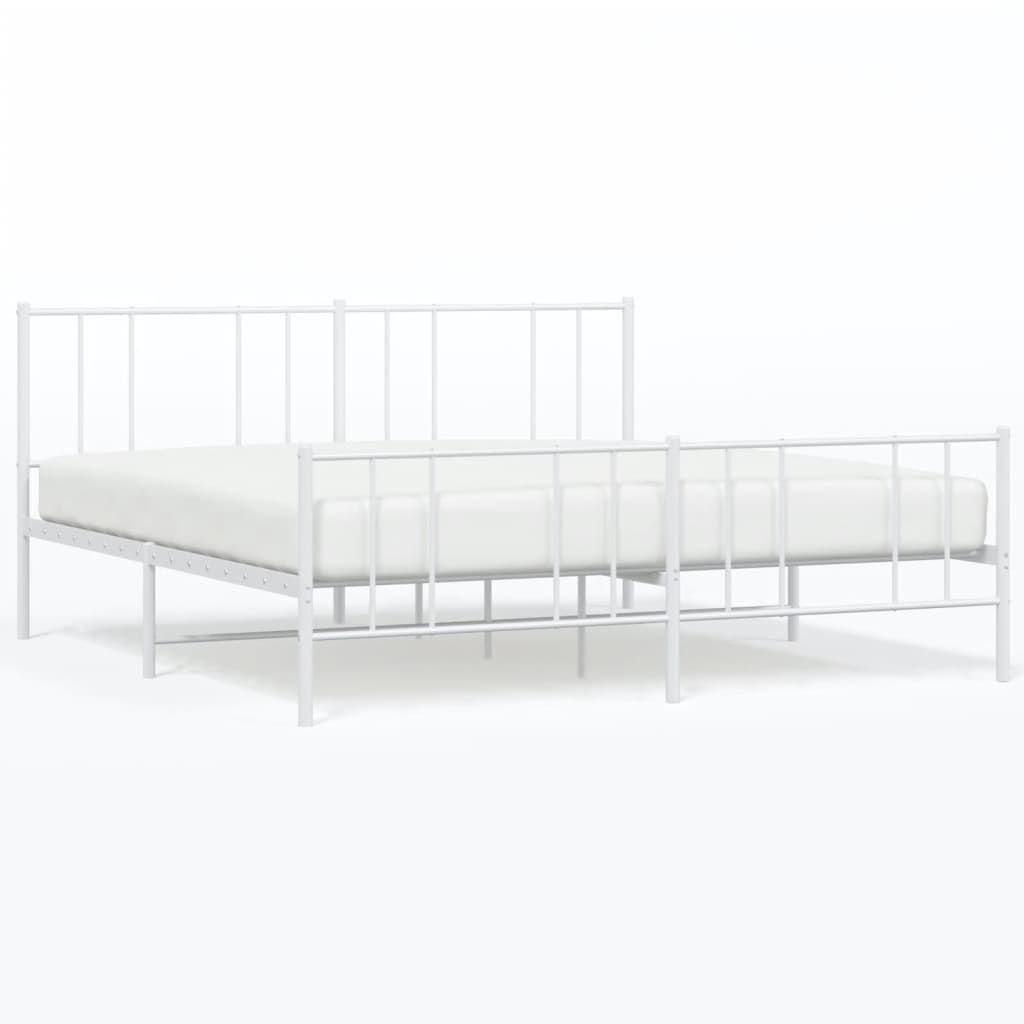 Sengeramme i metall med hode- og fotgavl hvit 180x200 cm