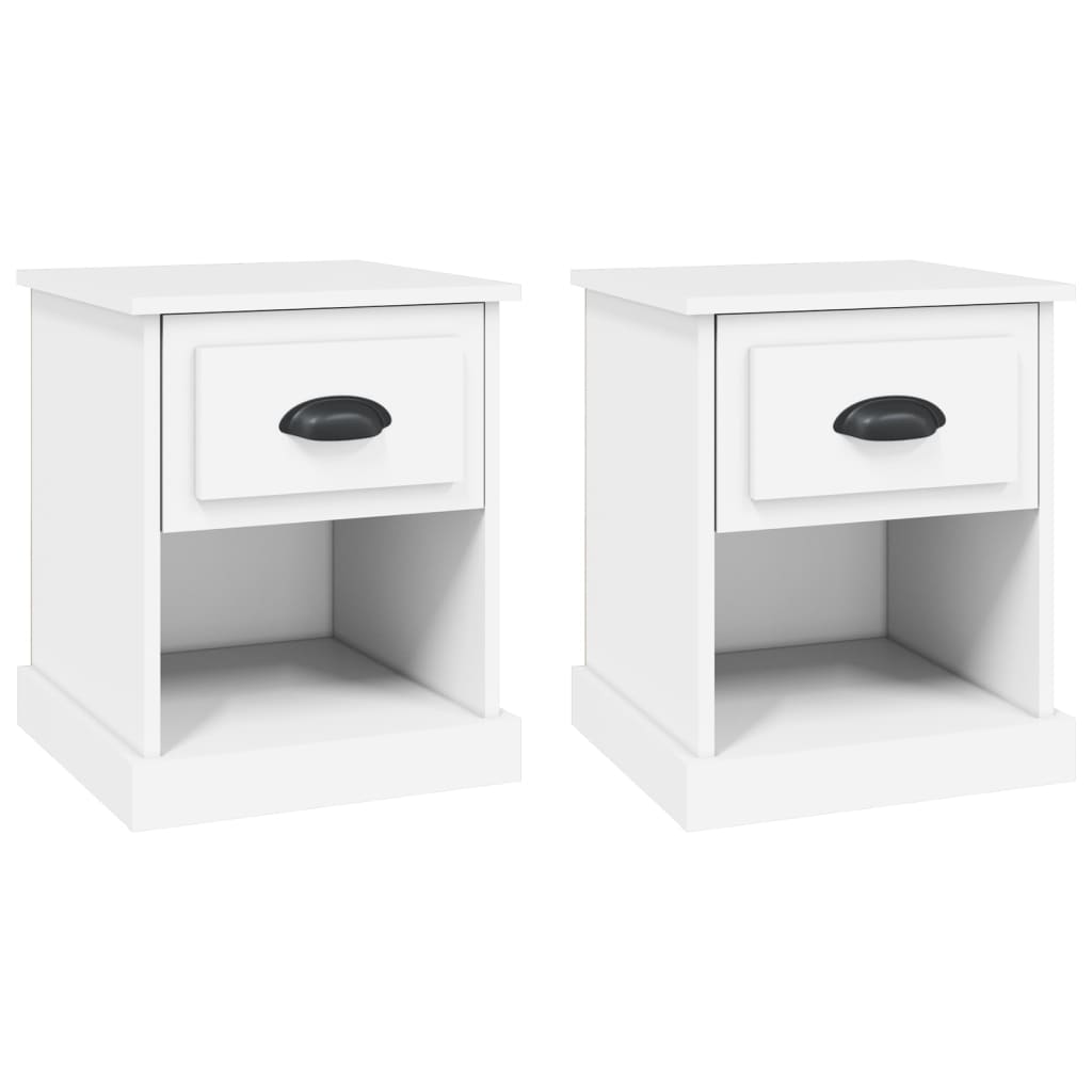Nattbord 2 stk hvit 39x39x47,5 cm konstruert tre