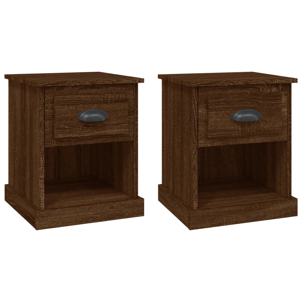 Nattbord 2 stk brun eik 39x39x47,5 cm konstruert tre