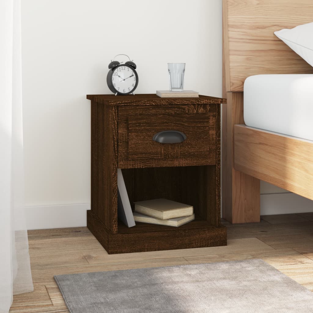 Nattbord 2 stk brun eik 39x39x47,5 cm konstruert tre