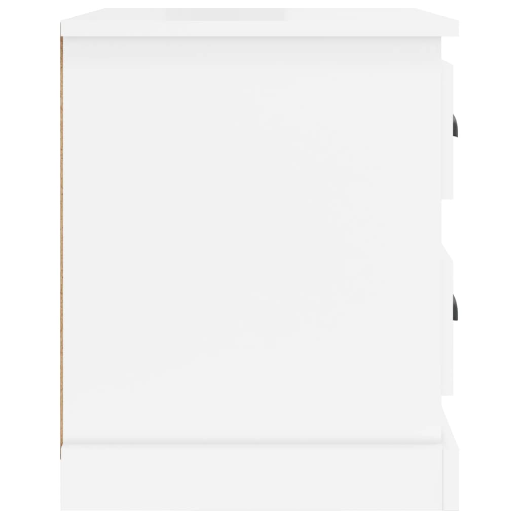 Nattbord 2 stk høyglans hvit 39x39x47,5 cm konstruert tre