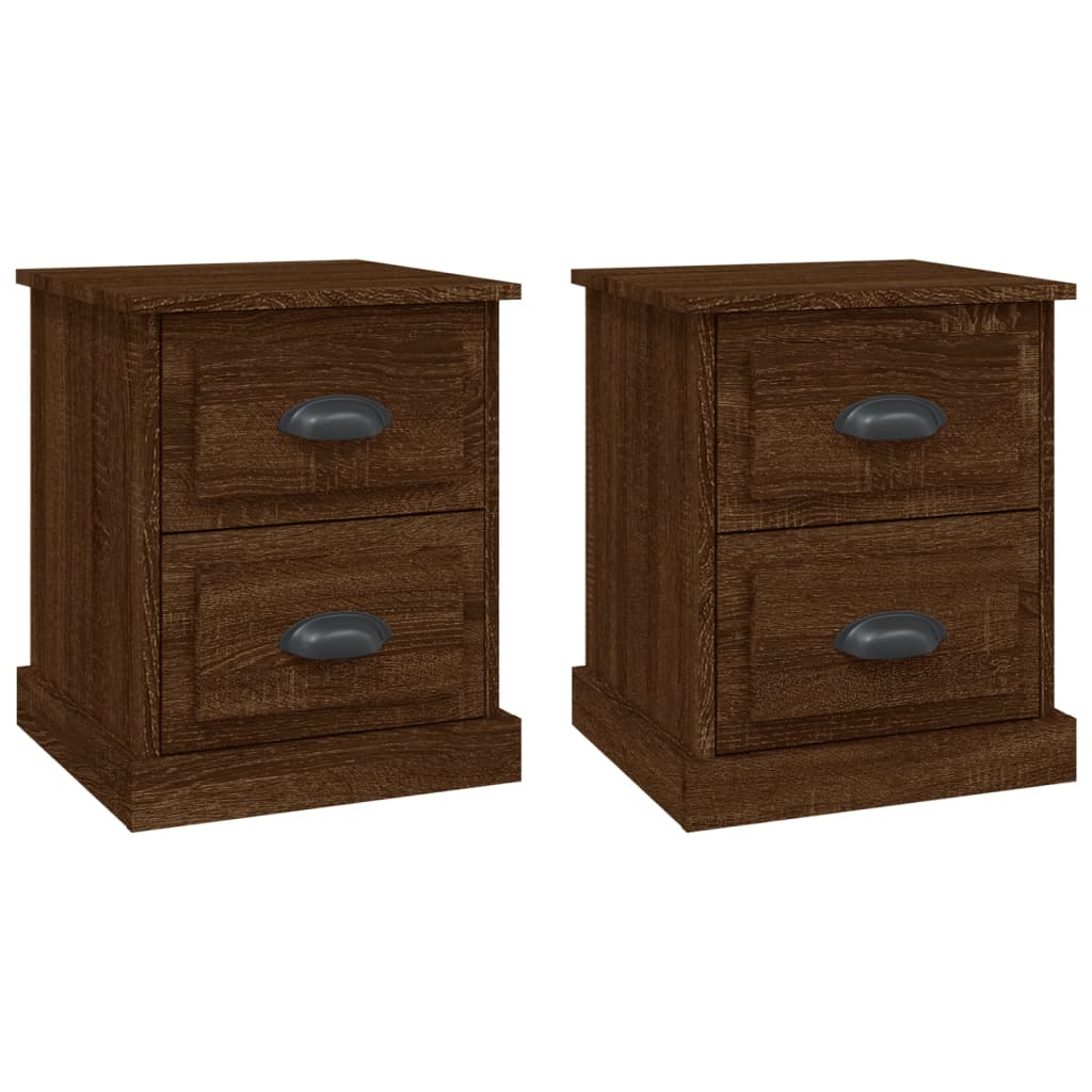 Nattbord 2 stk brun eik 39x39x47,5 cm konstruert tre