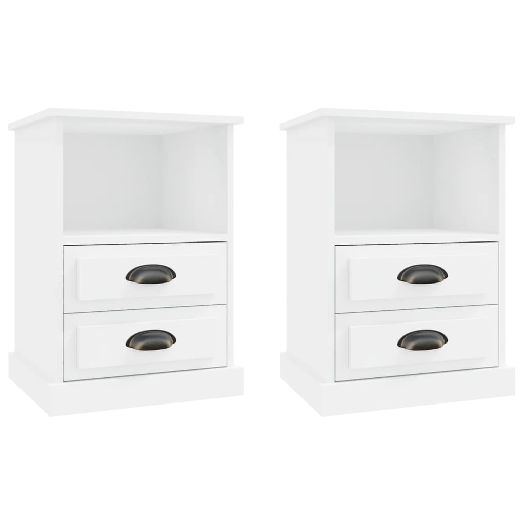 Nattbord 2 stk hvit 43x36x60 cm
