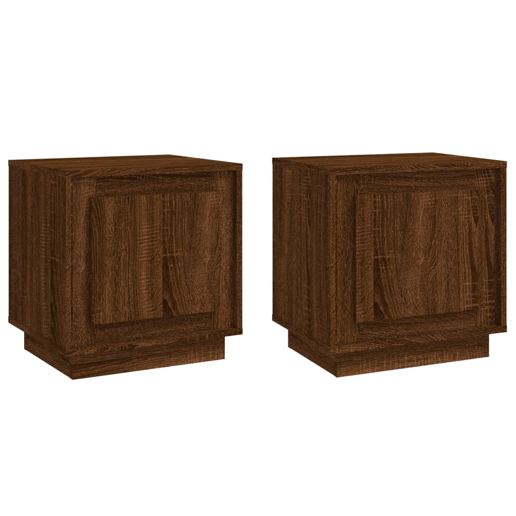 Nattbord 2 stk brun eik 44x35x45 cm konstruert tre